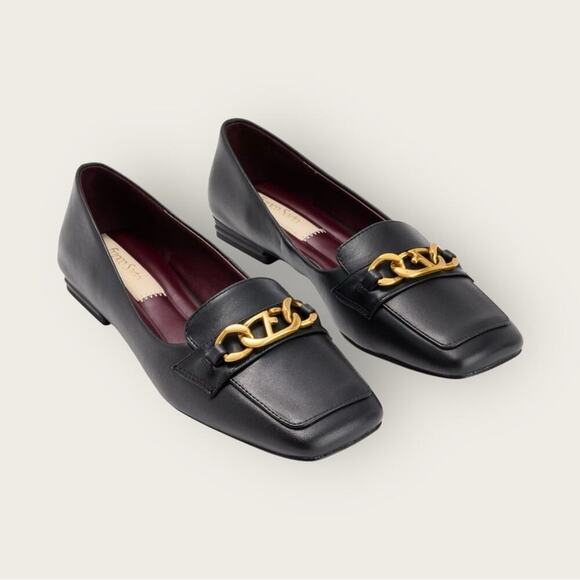 Franco Sarto | Tiari Leather Loafers | Black with Gold Accent |  Women's Size 8M - Picture 1 of 14